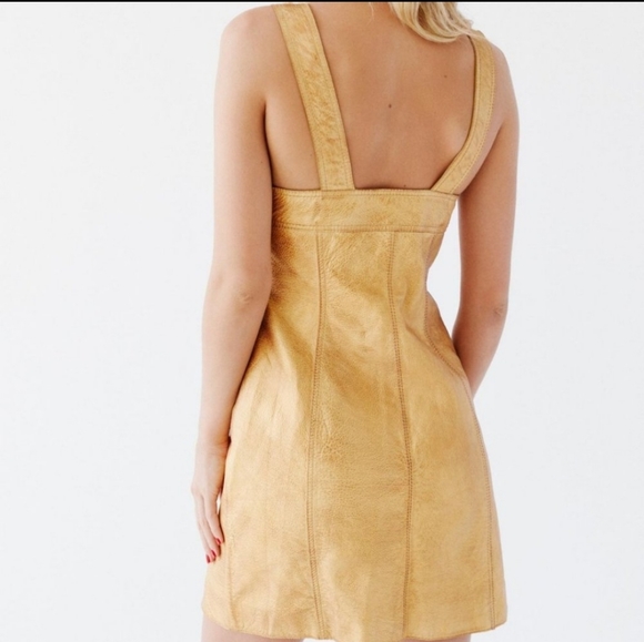 Gold Free People Strap Overall Dress NWT 4 - Picture 3 of 4